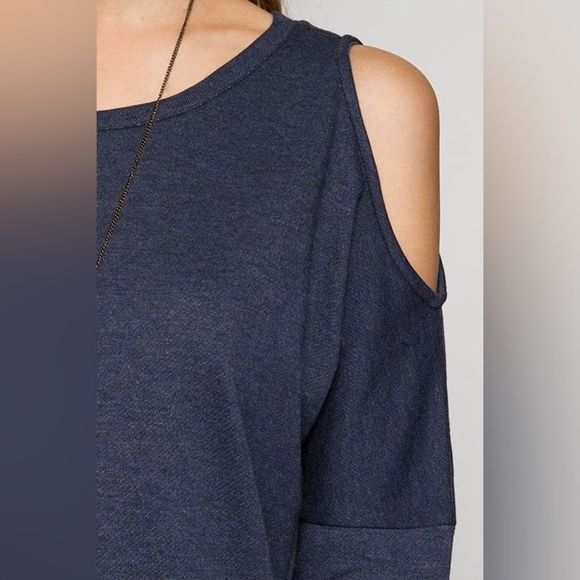 NWT French Terry Cold Shoulder Dress - Picture 3 of 6